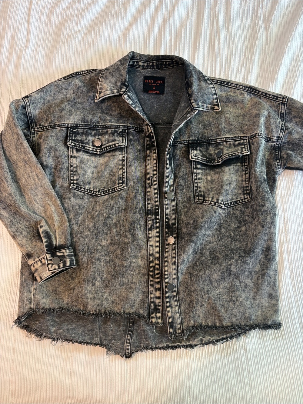 Black Label Acid Wash Gray Denim Jean Jacket